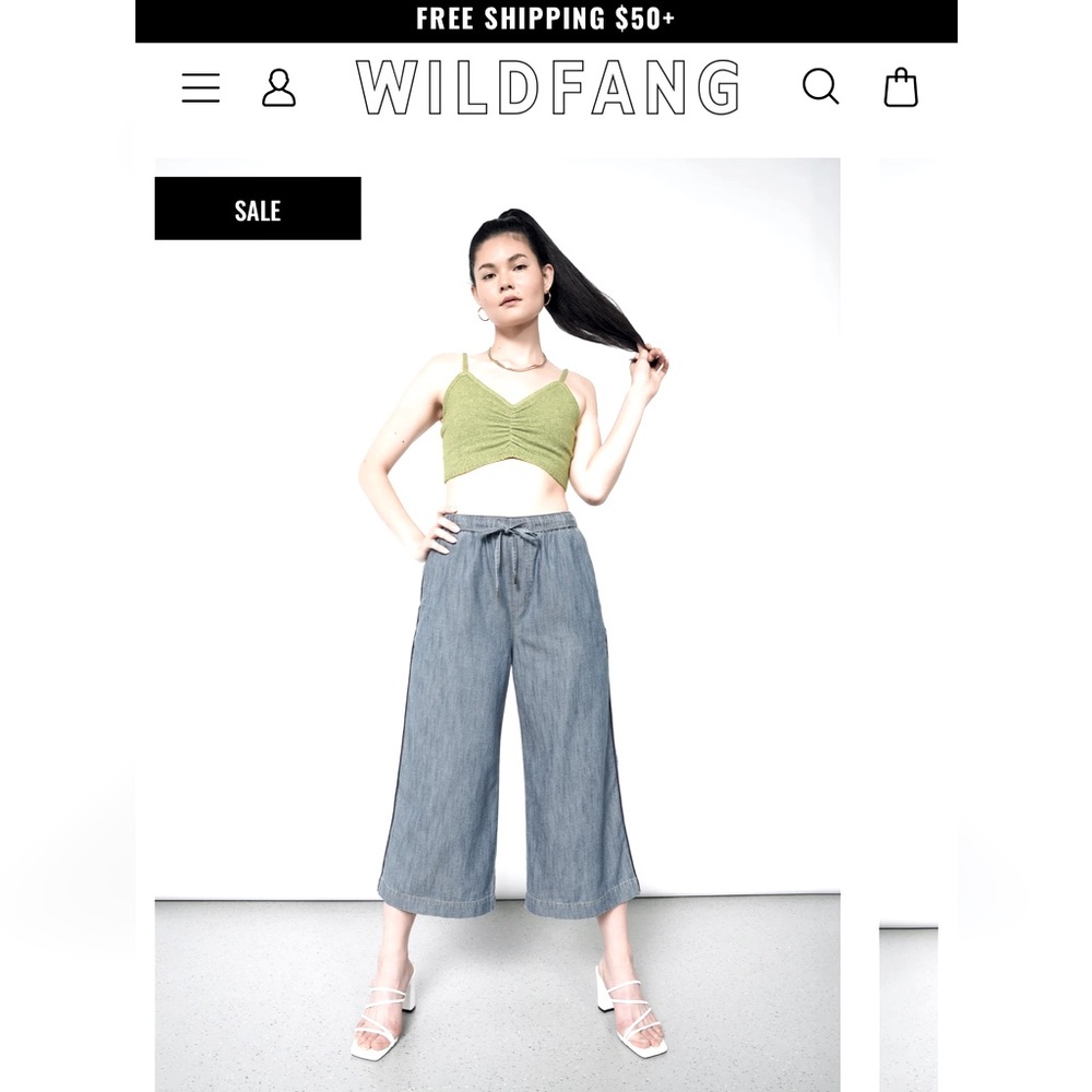 NWT: Wildfang Chambray Essential Loose Leg Drawstring L